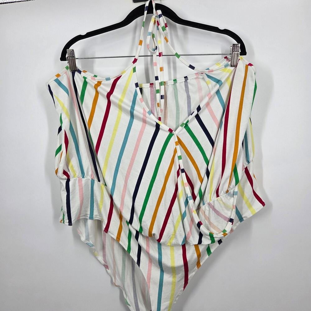 Modcloth women 3X Stripe Last Summer a Dj Saved My Life Halter Bodysuit Tank